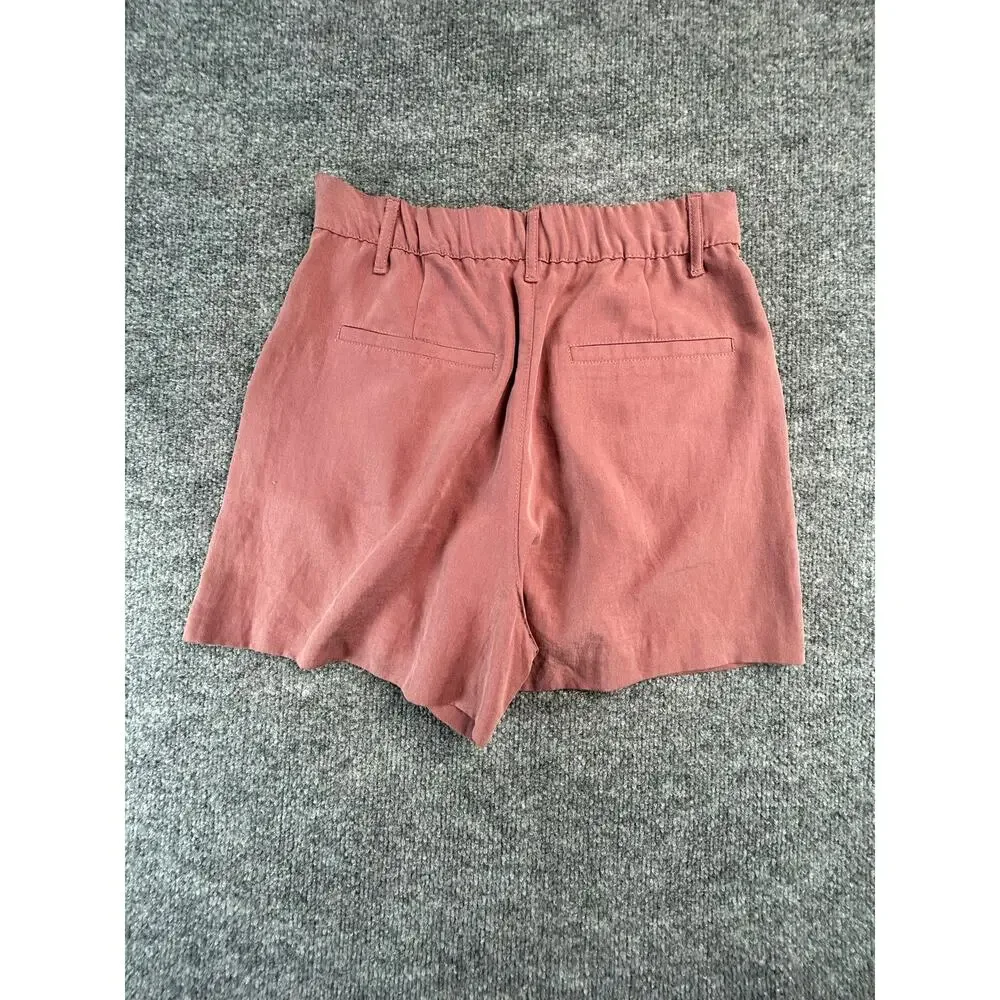 Zara High Waisted Flowy Shorts Women's XS Mauve Pink Pleated Casual Summer